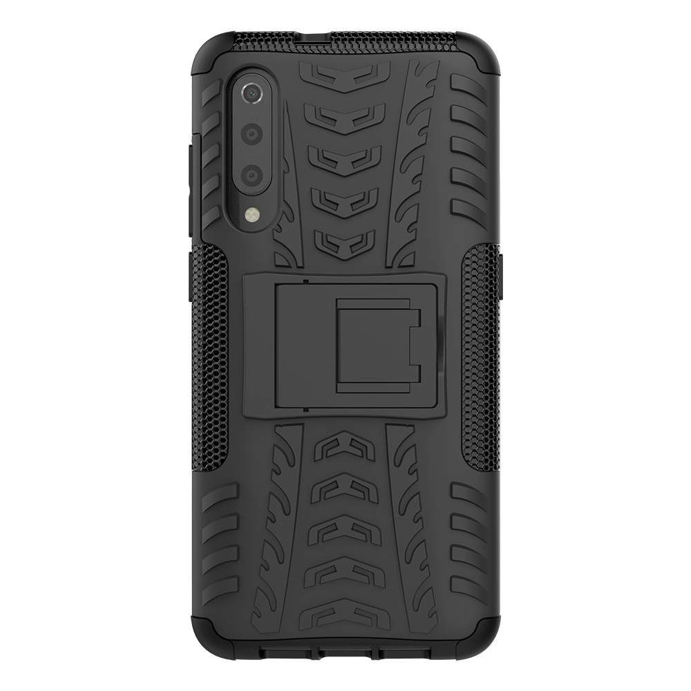 เคส Xiaomi Mi 9 SE #เคสฝาหลังกันลื่น Cool Tyre Pattern Kickstand (PC + TPU)
