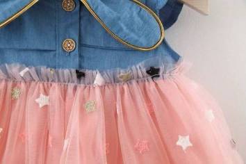 ชุดเด็กหญิง2เดือนถึง4ขวบ เสื้อยีนส์กระโปรงฟรุ้งฟริ้ง