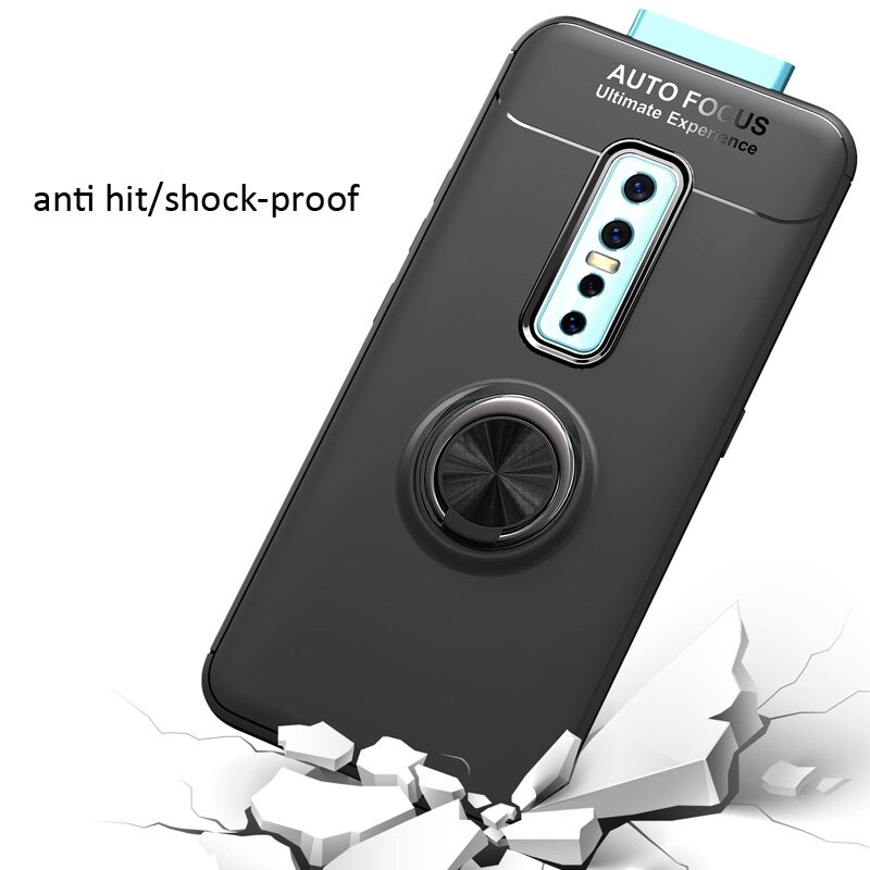 Case Vivo V17 Pro#เคสฝาหลัง TPU Finger Ring Kickstand (แผ่นโลหะแบบ Built-in)