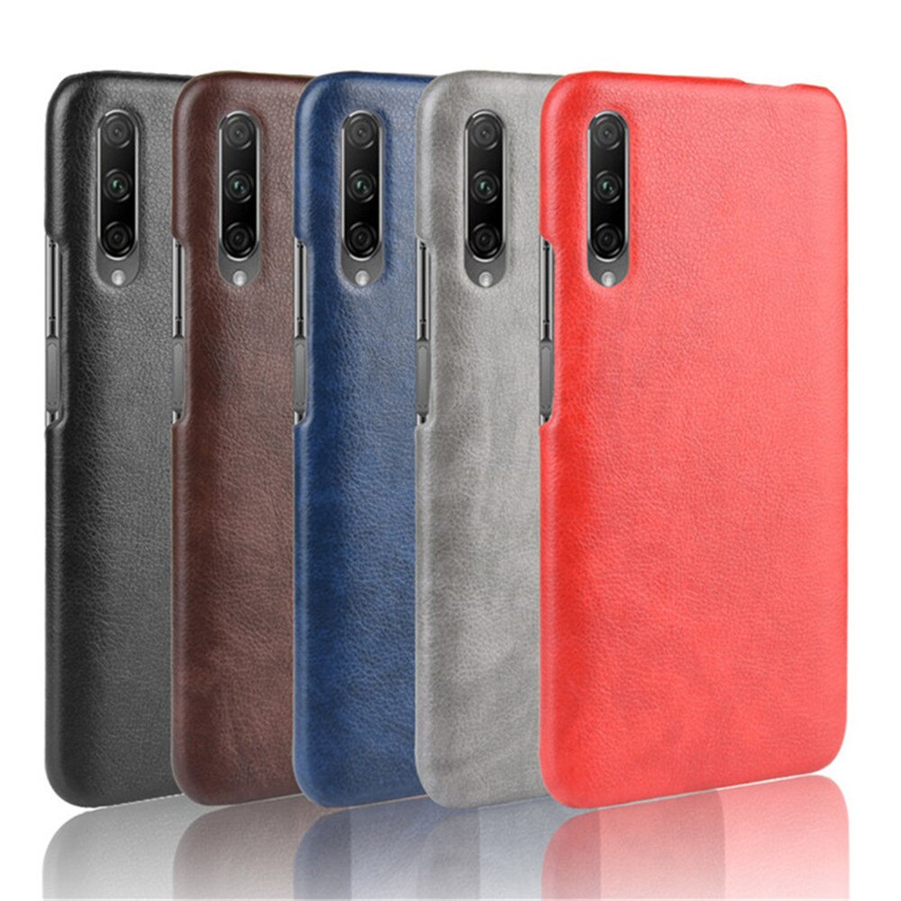 เคส Huawei Y9s #เคสฝาหลังพลาสติกแข็งเคลือบหนัง PU ลายผิวลิ้นจี่ Litchi Skin Leather Coated