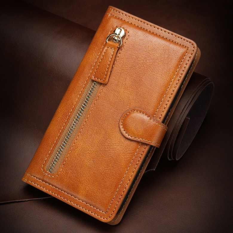 Case Samsung Galaxy Note 10+ #เคสฝาพับแบบกระเป๋าสตางค์ช่องใส่บัตรหลายช่อง Multi-slot Wallet Zippered Leather พร้อมสายคล้อง
