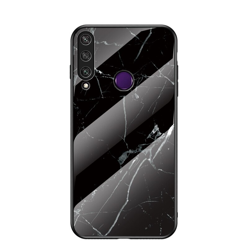 เคส Huawei Y7p #เคสฝาหลัง Gradient Color ลายหินอ่อน Glass + PC + TPU Hybrid Case
