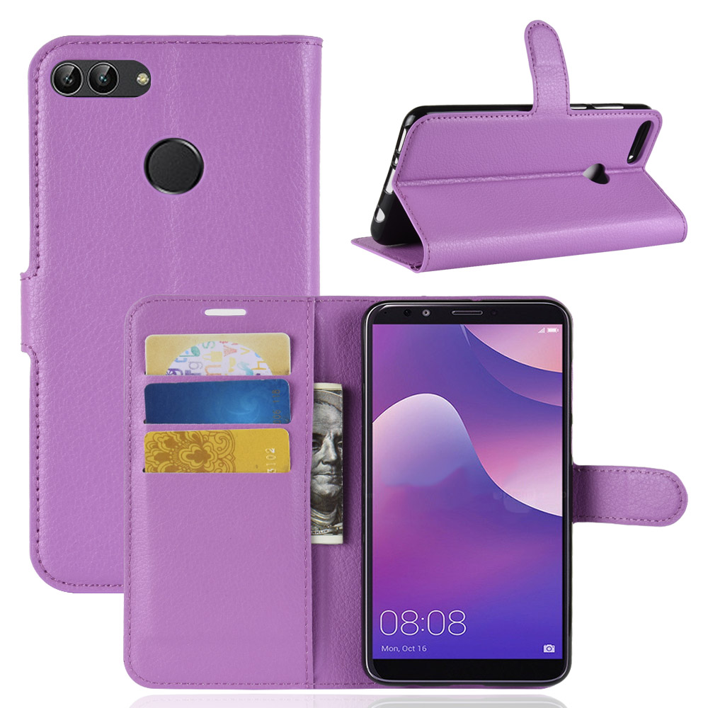 เคส Huawei Y9 (2018) #เคสสไตล์กระเป๋าสตางค์หนัง PU ผิวลิ้นจี่สีสันสวยงามทันสมัย