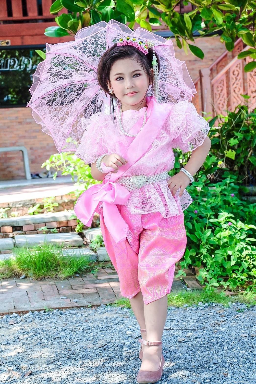 ชุดไทยเด็กหญิง รัชกาลที่ 5 ลูกไม้พาสเทล