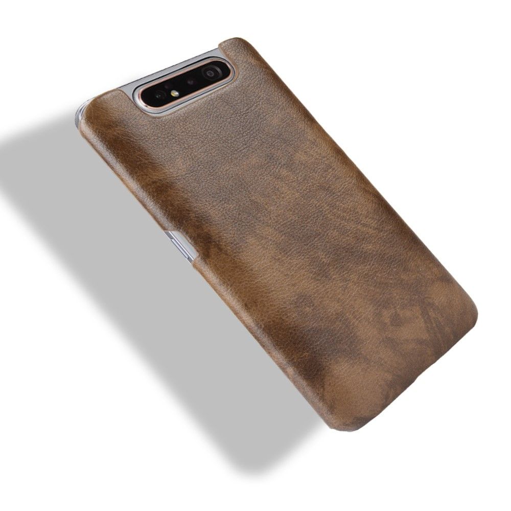 เคส Samsung Galaxy A80 #เคสฝาหลังพลาสติกแข็งเคลือบหนัง PU ลายผิวลิ้นจี่ Litchi Skin Leather Coated