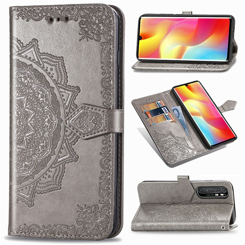 Case Xiaomi Mi Note 10 Lite #เคสฝาพับหนัง PU ผิวลายนูน Embossed Mandala Flower Leather Wallet
