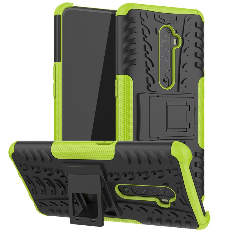 เคส OPPO Reno 2 #เคสฝาหลังกันลื่น Cool Tyre Pattern Kickstand (PC + TPU)