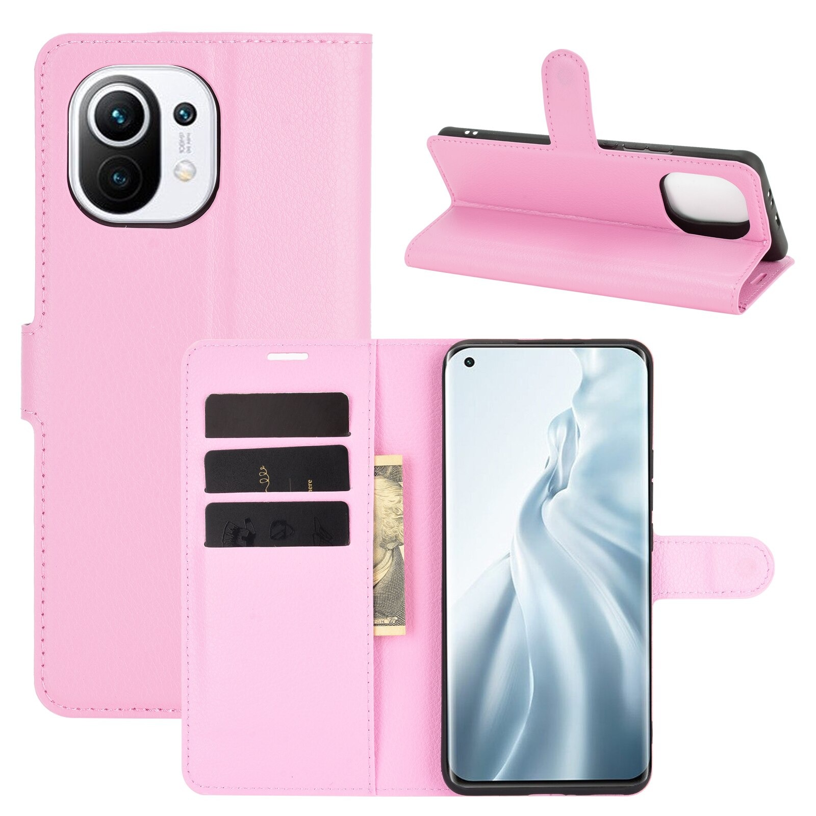 เคส Xiaomi Mi 11 #เคสฝาพับสไตล์กระเป๋าสตางค์หนัง PU ผิวลิ้นจี่