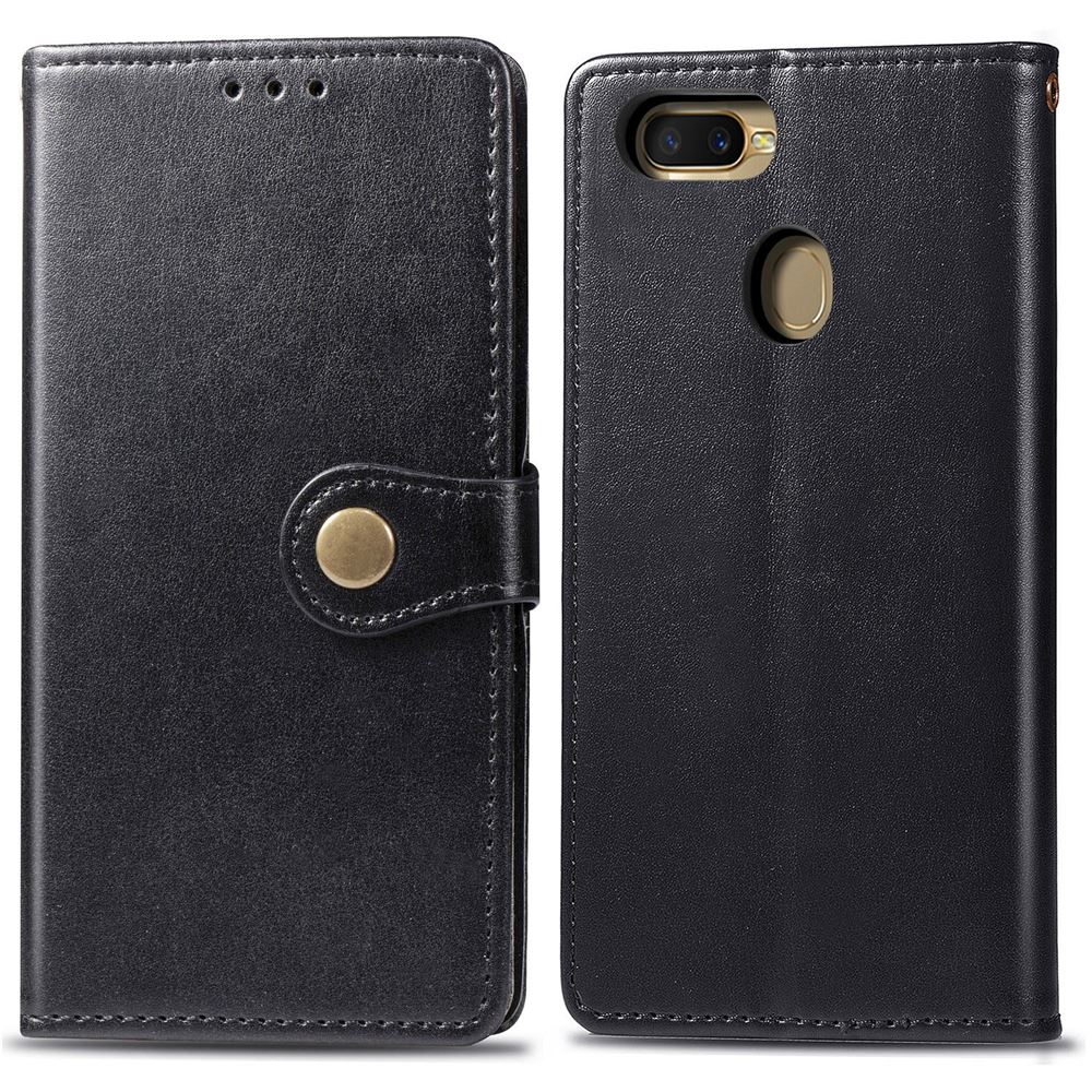 Case Oppo A7 / AX7 / AX5S / A5S #เคสฝาพับแถบปิดแม่เหล็กพับตั้งได้ Magnetic Closure Wallet Lanyard Leather