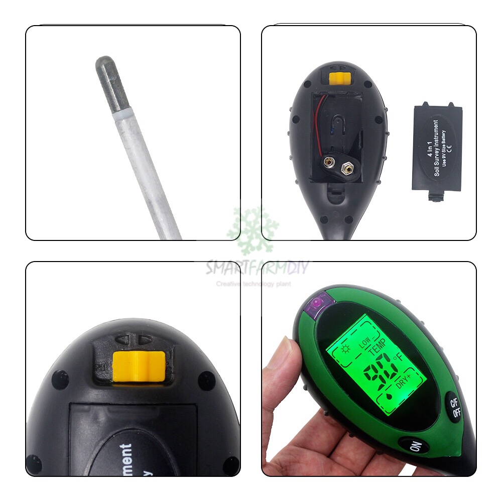 4 in 1 PH เซนเซอร์ แบบ soil tester plants and lawns