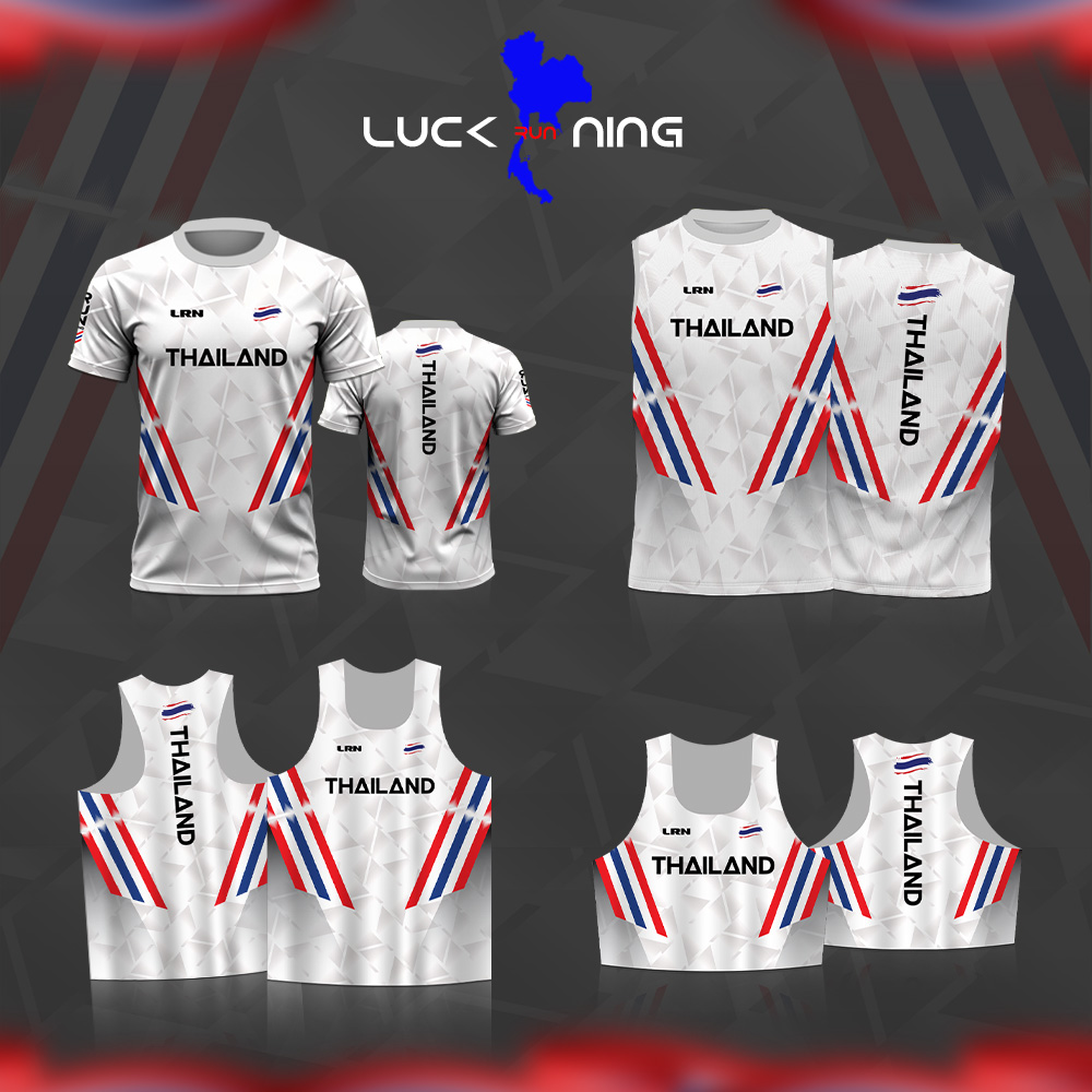 เสื้อวิ่งพิมพ์ลาย THAILAND X LRN เนื้อผ้า Micro square สำหรับวิ่งมาราธอน (MS29)