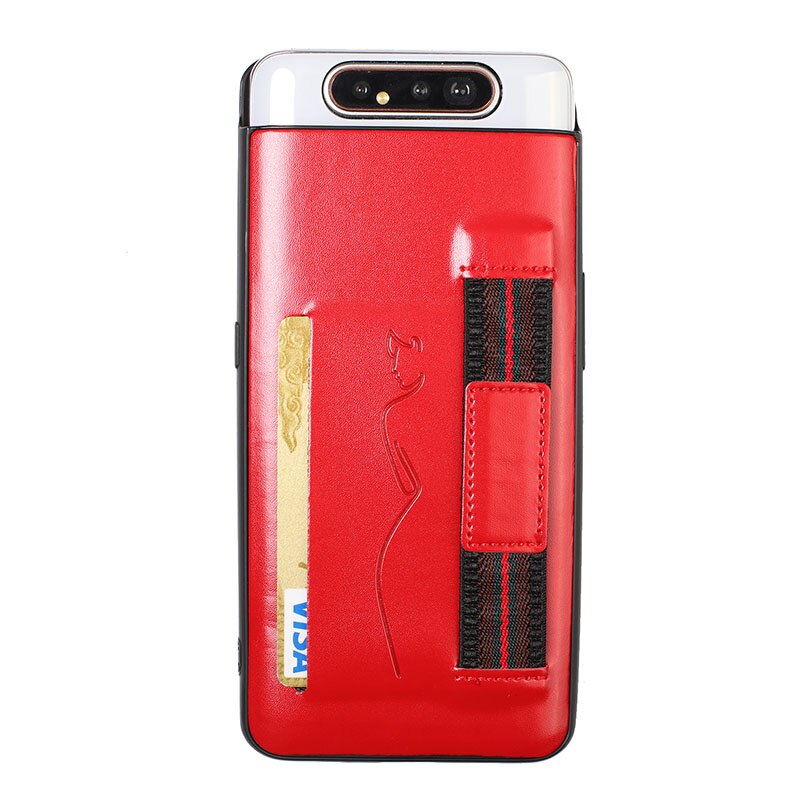 Case Samsung Galaxy A80 #เคสฝาหลังมีที่ใส่บัตรหนัง PU + TPU พร้อมสายรัดสวมนิ้ว