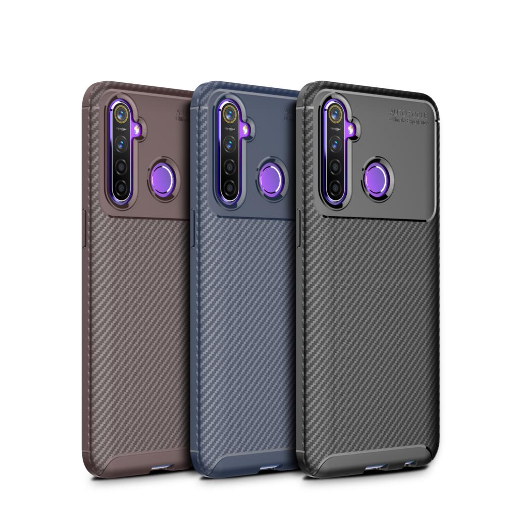 เคส realme 5i #เคสฝาหลังนิ่ม Carbon Fiber Drop Resistant TPU