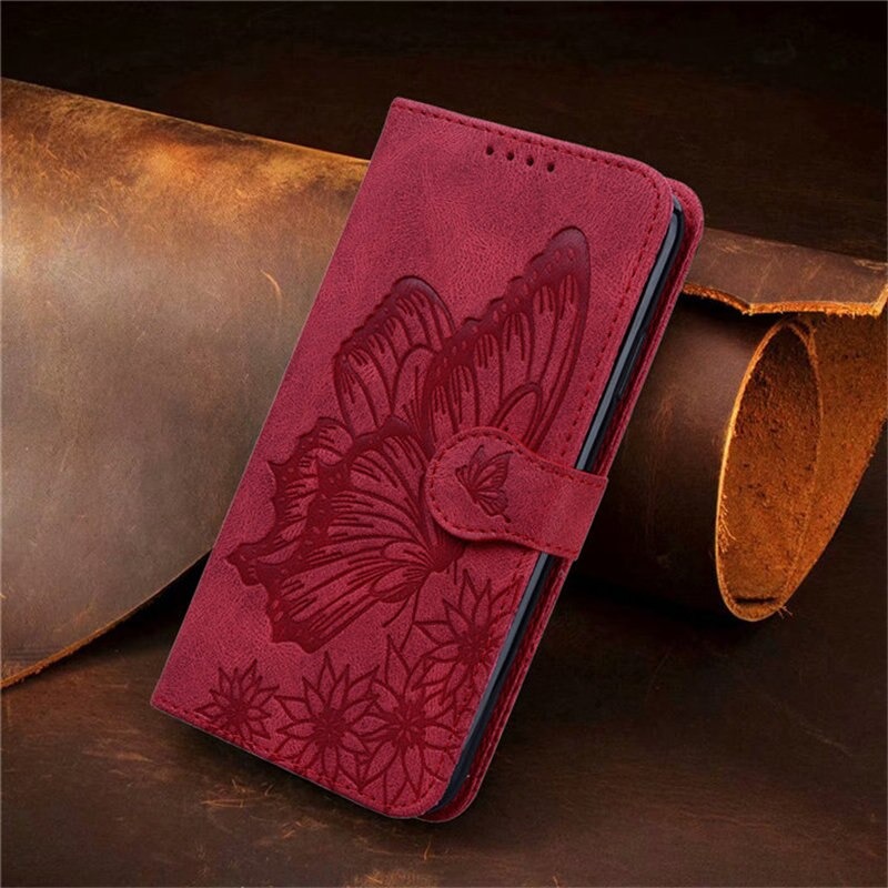 เคส Samsung Galaxy A04s #เคสฝาพับพิมพ์ลายผีเสื้อกับดอกไม้ Imprinted Butterfly Flowers Leather