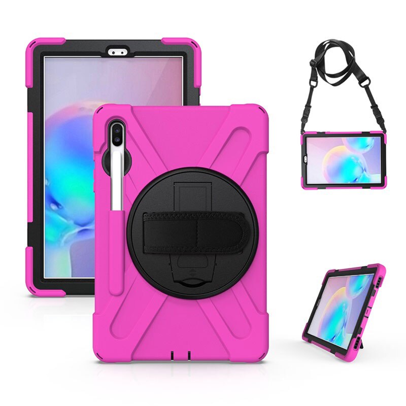 เคส Samsung Galaxy Tab S7 11นิ้ว T870 T875 #เคสฝาหลังกันกระแทก X-Shape 360 Degree Rotary Kickstand PC + Silicone มีสายคล้องมือ มีสายสะพายคล้องไหล่