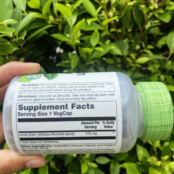 เลมอนบาล์ม Lemon Balm 475 mg 100 VegCaps (Solaray®)