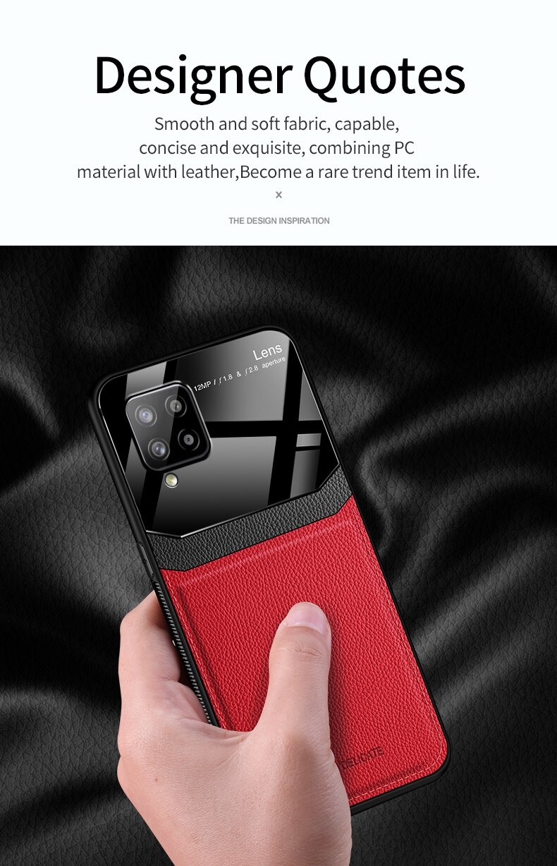 เคส Samsung Galaxy A42 5G #เคสฝาหลังไฮบริด PU +TPU + glass สีทูโทน Shockproof Leather Mirror Glass Silicone Phone Back Cover