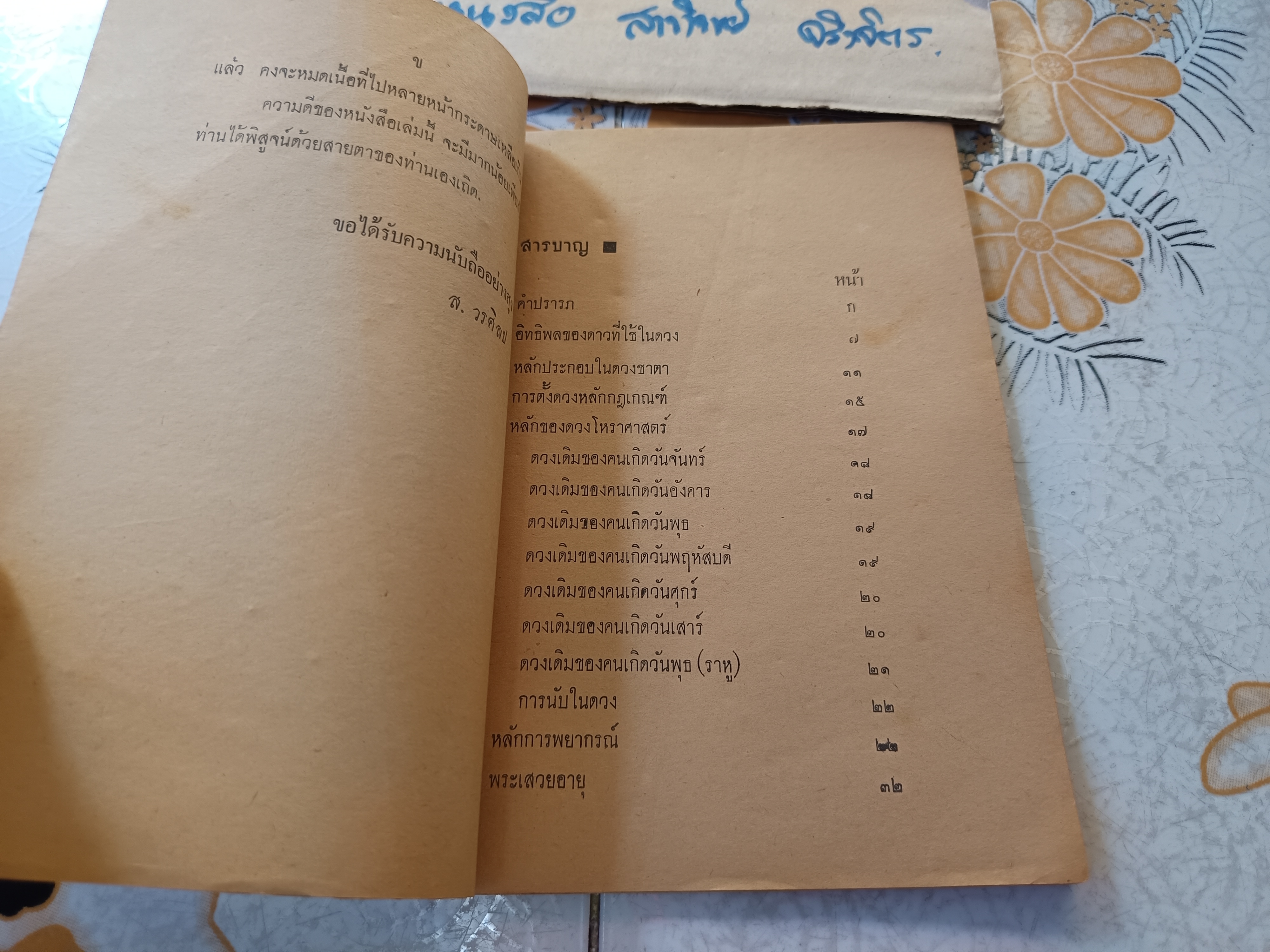ตำราดูวิถีชีวิตของท่านด้วยตนเอง โดย ส.วรศิลป (ชื่น วรศิลป์ สุวรรณสุข) พิมพ์ปีพ.ศ 2504