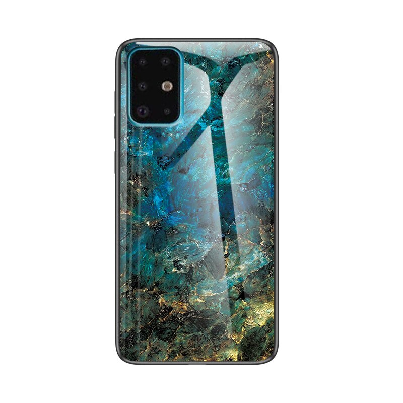 Case Samsung Galaxy A51 #เคสฝาหลัง Gradient Color ลายหินอ่อน Glass + PC + TPU Hybrid Case