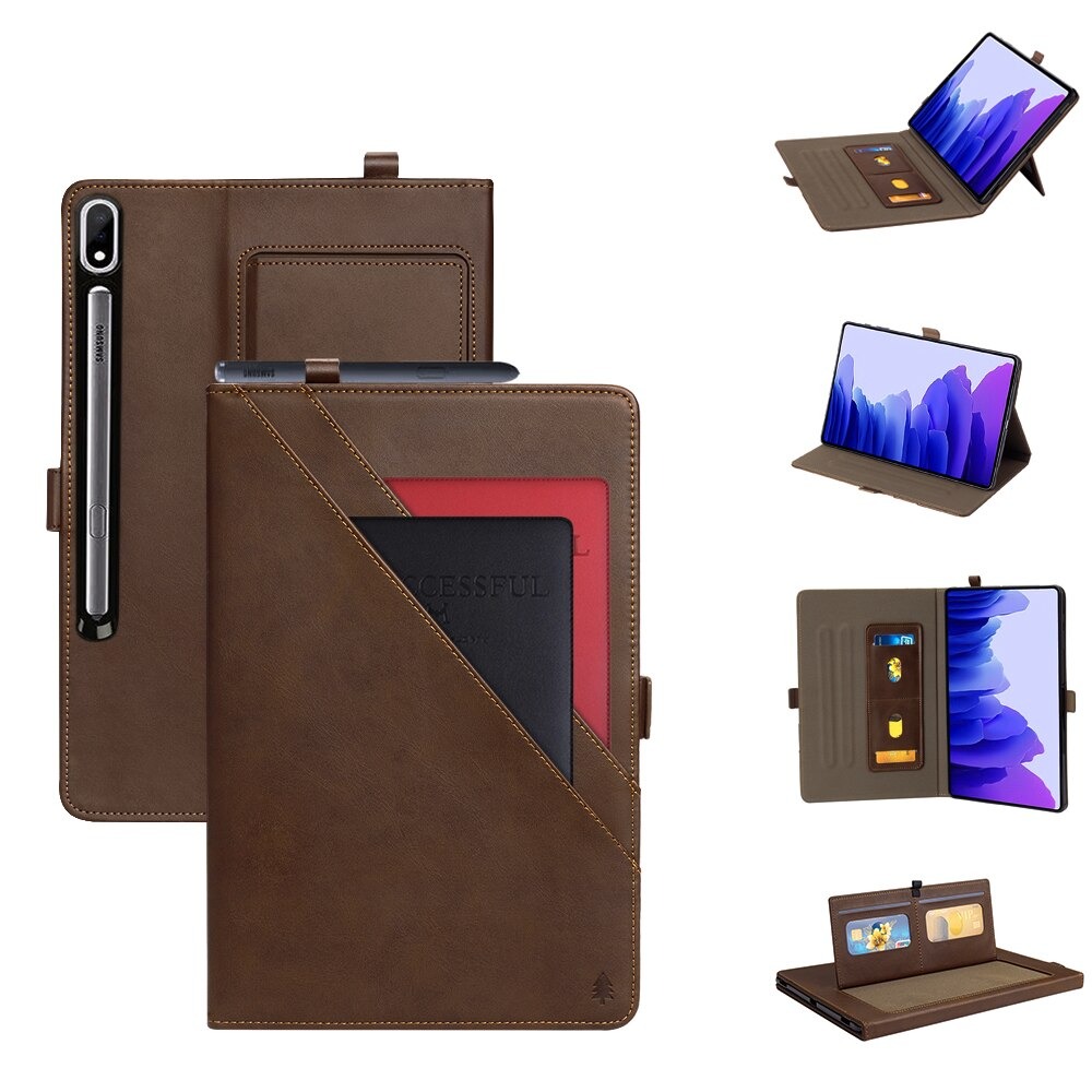 เคส Samsung Galaxy Tab S7 FE 12.4"(T730,T736) #เคสแบบฝาพับหนัง PU ช่องเสียบการ์ดภายนอกและภายใน Flip Card Slots Stand Leather