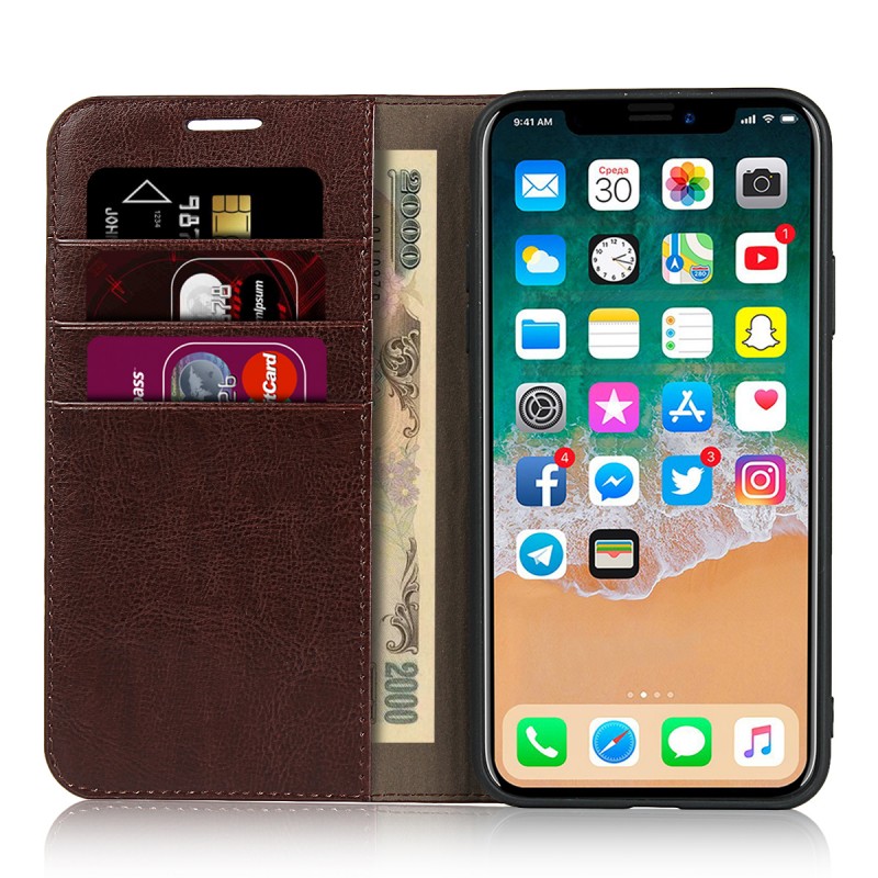 Case iphone 11 #เคสฝาพับแบบกระเป๋าสตางค์คุณภาพดี Crazy Horse Genuine Leather Cover