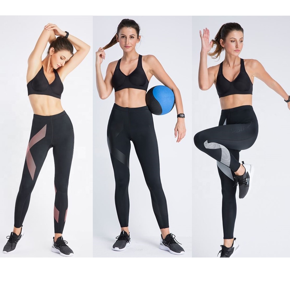 กางเกงวิ่งรัดกล้ามเนื้อผู้หญิง สำหรับวิ่ง เล่นโยคะ รุ่นขายาว EVS Women Compression Tights Move White/Red/Black(G09)
