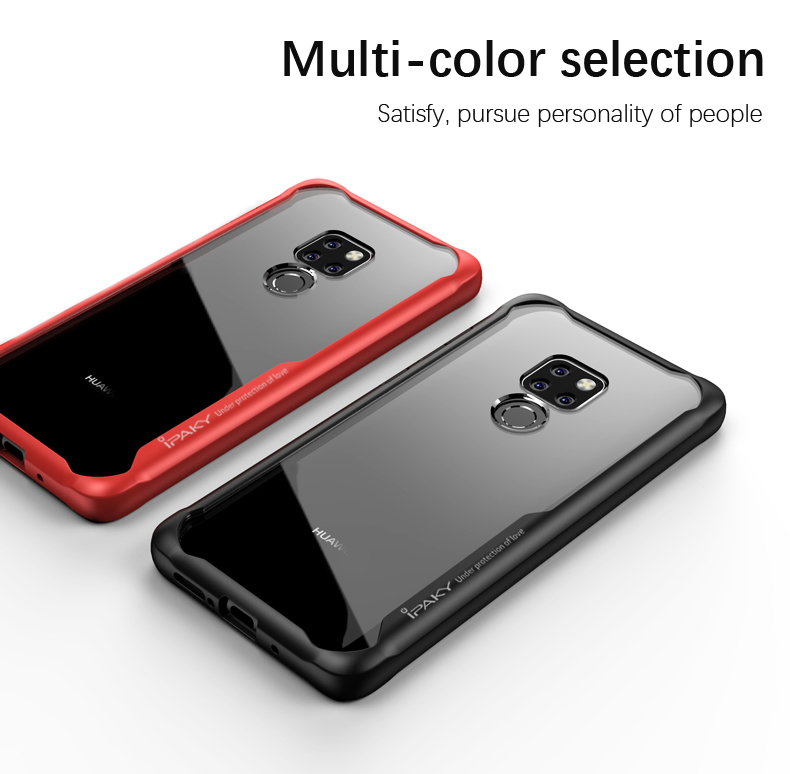 Case Huawei Mate 20 #เคสฝาหลังใสขอบทึบ IPAKY Anti-drop PC + TPU Hybrid