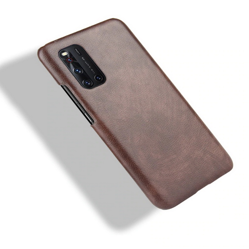 เคส Vivo V19 #เคสฝาหลังพลาสติกแข็งเคลือบหนัง PU ลายผิวลิ้นจี่ Litchi Skin Leather Coated