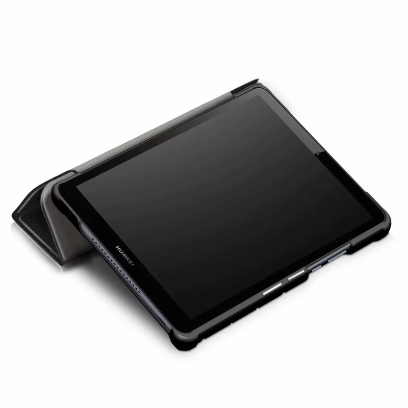 เคส Huawei MediaPad M5 Lite 8 #เคสฝาพับสามพับหนัง PU ผิวลิ้นจี่ Litchi Skin PU Leather Tri-fold Stand Tablet Cover