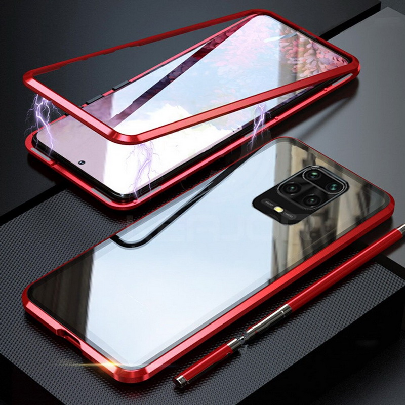เคส Redmi Note 9 Pro/Redmi Note 9S #เคสฝาครอบกระจกขอบโลหะดูดซับแม่เหล็ก Fully Protection Magnetic Adsorption Glass Metal Phone Protective
