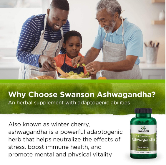 โสมอินเดีย Ashwagandha 450 mg 100 Capsules (Swanson®)