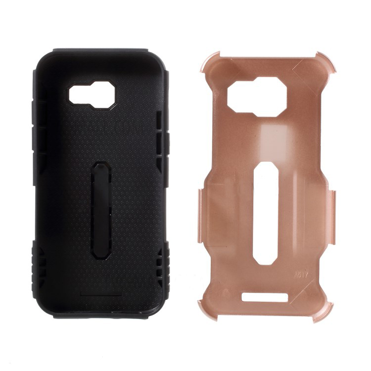 Case Samsung Galaxy A7 2017 เคส กันกระแทก Plastic + TPU Hybrid มีขาตั้ง / สีโรสโกลด์ พร้อมส่ง