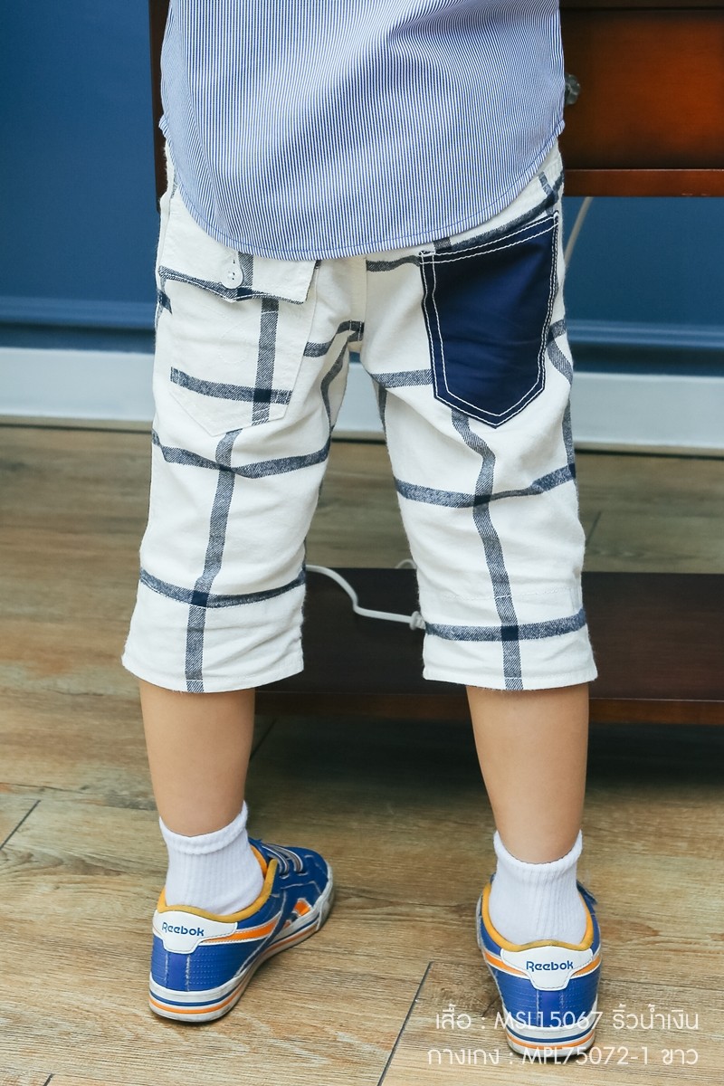 กางเกงเด็ก สีขาวลายพาด