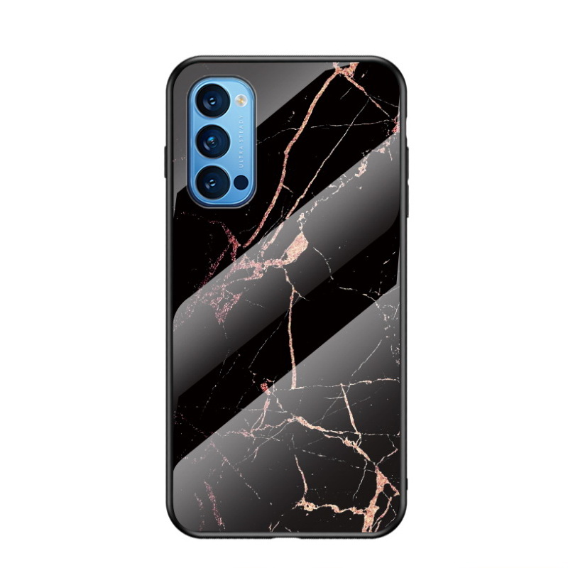 Case OPPO Reno 4 4G #เคสฝาหลัง Gradient Color ลายหินอ่อน Glass + PC + TPU Hybrid Case