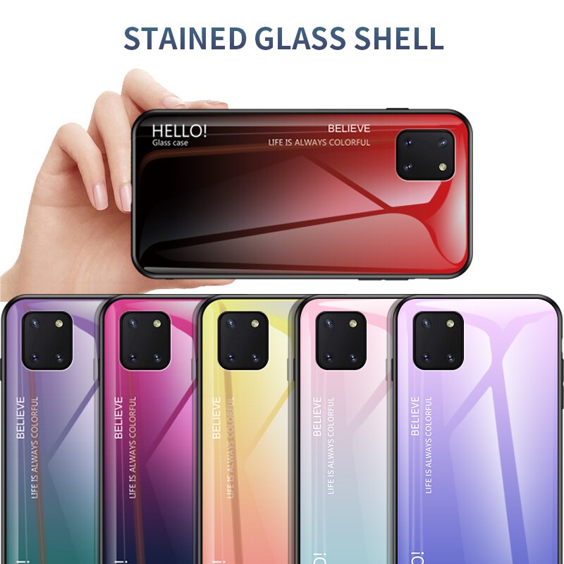 Case Samsung Galaxy Note 10 lite #เคสฝาหลัง Gradient Color Glass + PC + TPU Hybrid Case