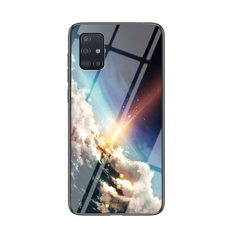Case Samsung Galaxy A71 5G #เคสฝาหลัง Gradient Color Glass + PC + TPU Hybrid Case