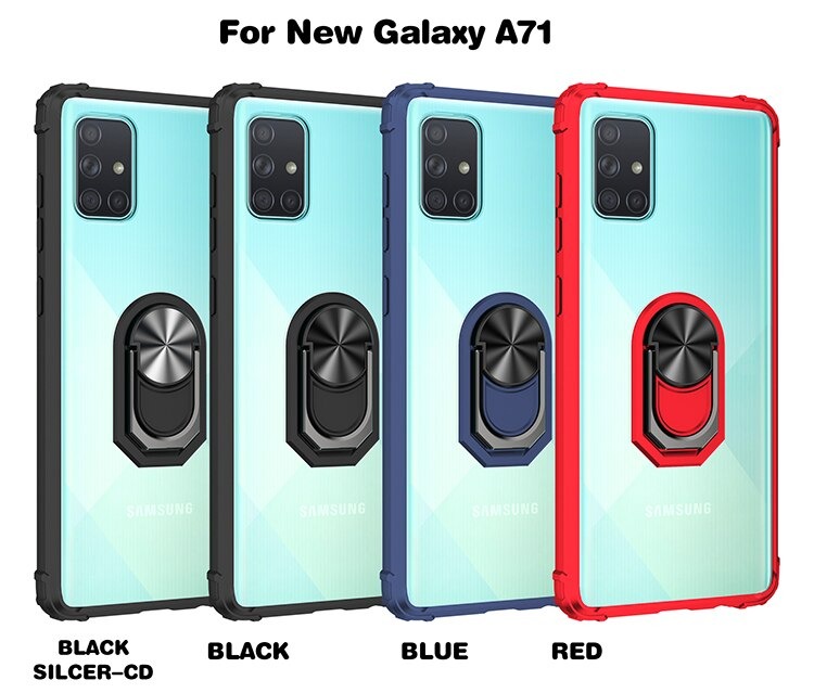 Case Samsung Galaxy Note 10 lite #เคสฝาหลังใสขอบทึบ +TPU Hybrid Case มีแหวนสวมนิ้วโลหะ