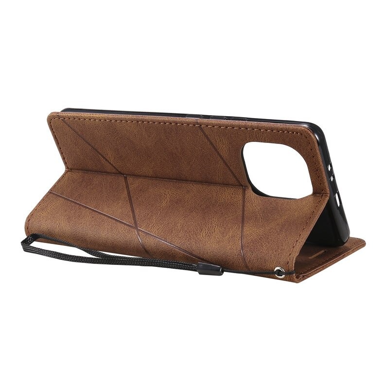 เคส Xiaomi Mi 11 #เคสฝาพับหนัง PU มีช่องเสียบบัตรอื่นๆในตัว Geometric Pattern Leather Card Holder Protective