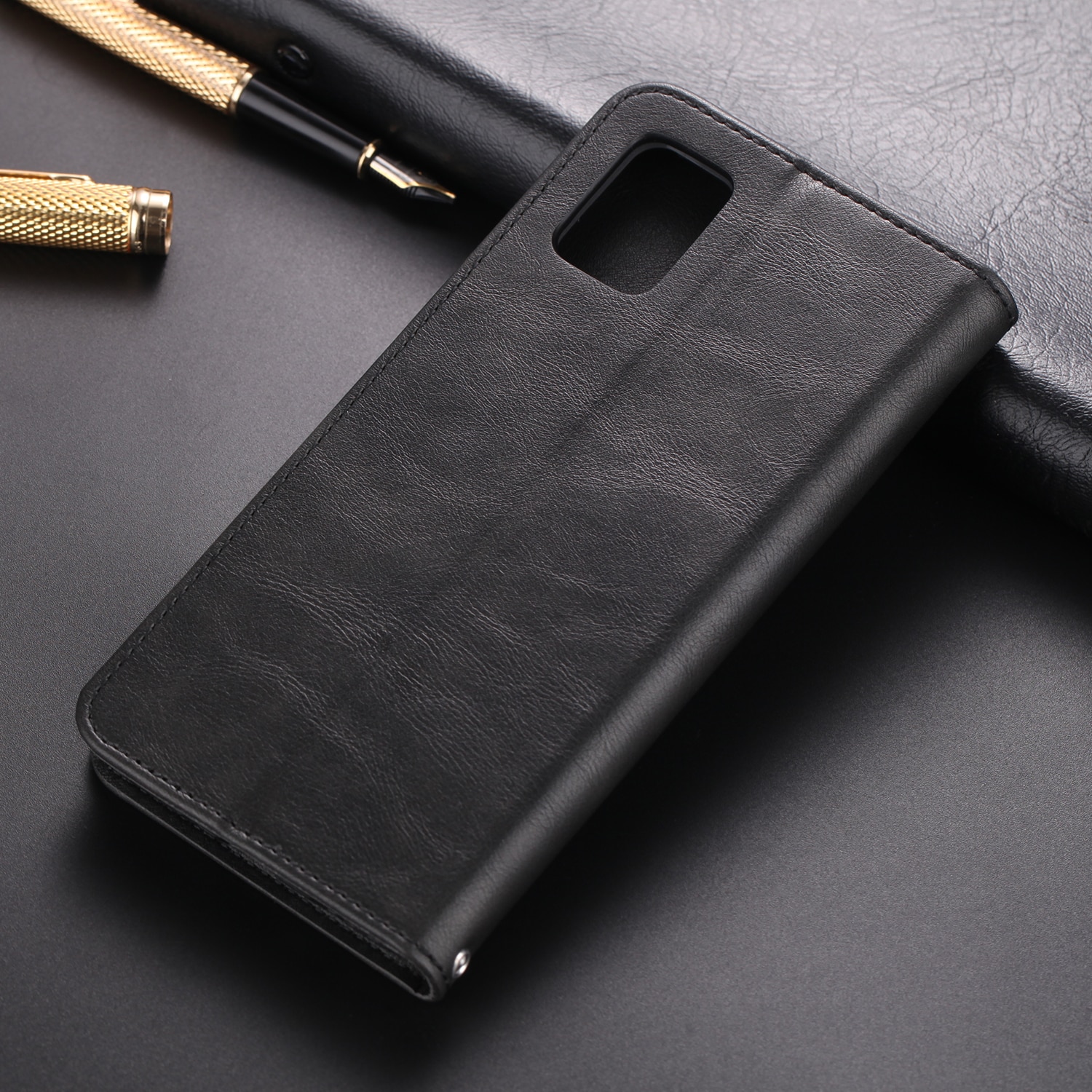 Case Samsung Galaxy A71 #เคสฝาพับ AZNS สไตล์ย้อนหนัง PU มีช่องเสียบการ์ด
