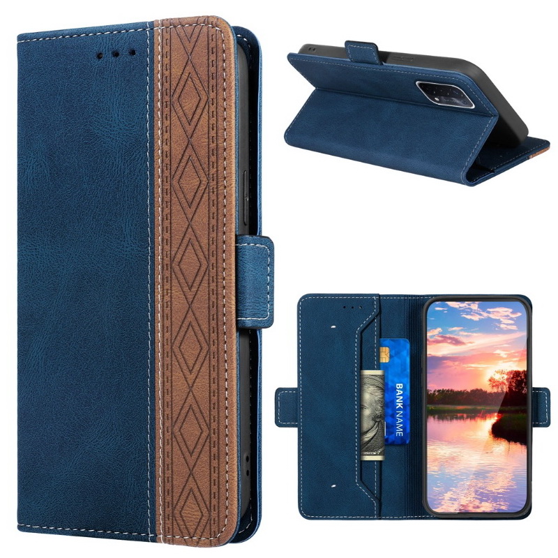 เคส OPPO Reno 7 5G#เคสฝาพับหนัง PU มีแถบปิดแม่เหล็กสีทูโทนสไตล์กระเป๋าสตางค์