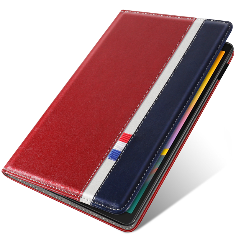 เคส Samsung Galaxy Tab A 8.0 (2019) SM-T290 SM-T295 SM-T297 #เคสฝาพับหนัง PU ออกแบบสีทูโทนมีสายรัดพร้อมที่เก็บการ์ด PU Leather Tablet Stand Case with Card Storage