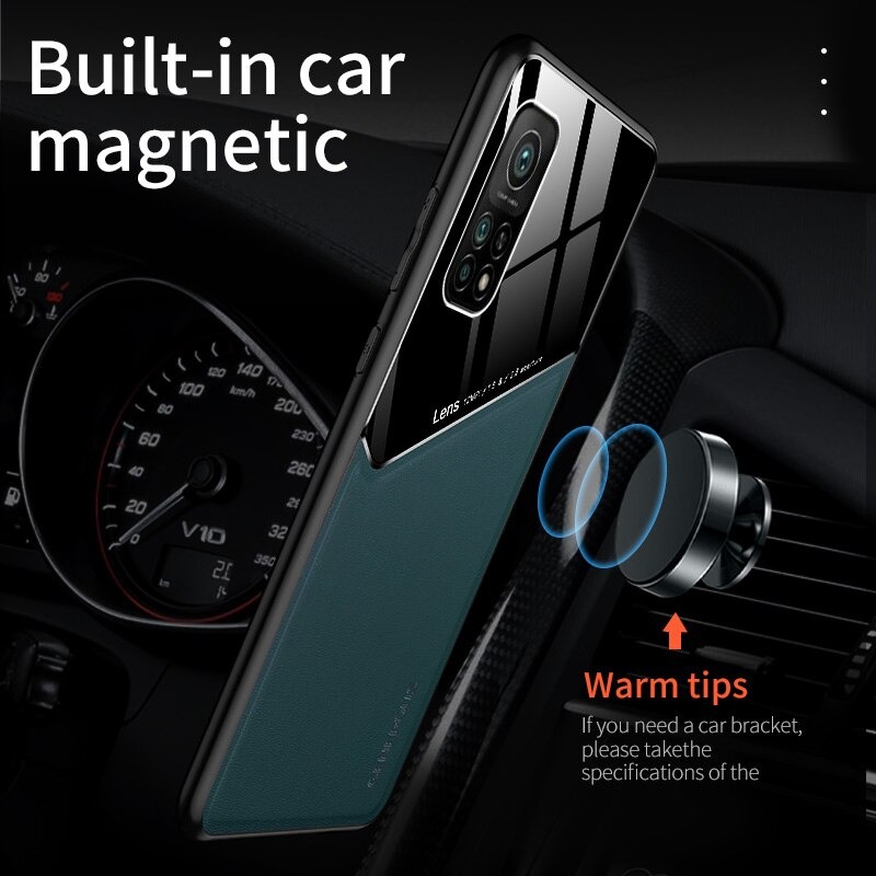 เคส Xiaomi Mi 10T Pro #เคสฝาหลังไฮบริด PU +TPU + glass สีทูโทน Shockproof Leather Mirror Glass Silicone Phone Back Cover