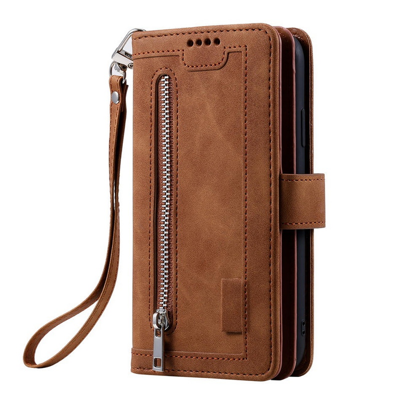 Case Samsung Galaxy A22 5G #เคสฝาพับหนัง PU มีช่องซิปช่องเก็บบัตรหลายช่อง Zipper Wallet Leather Flip Case
