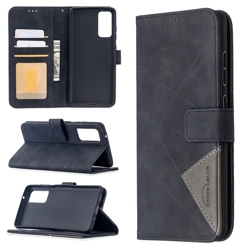 เคส Samsung Galaxy A72 / A72 5G #เคสฝาพับหนัง PU มีช่องเสียบ ID บัตรอื่นๆในตัว Geometric Pattern Leather Card Holder Protective