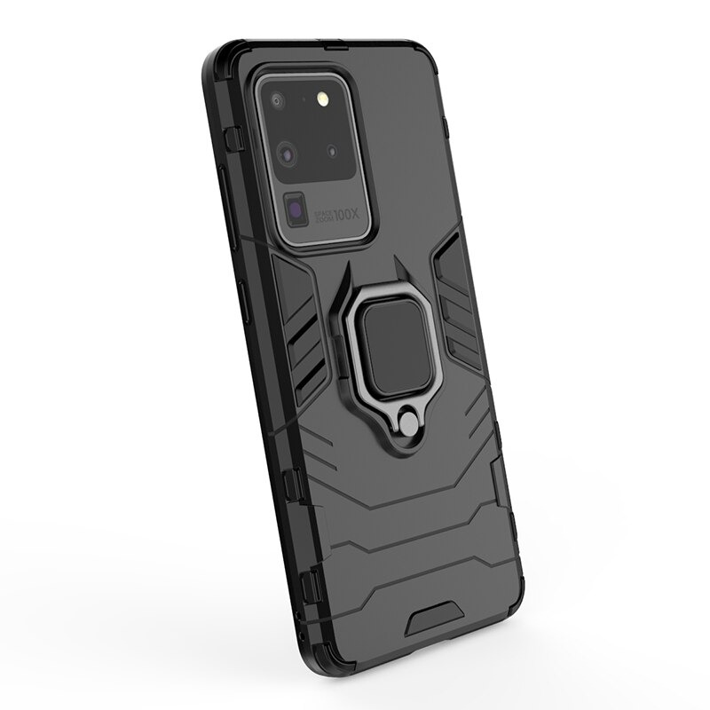 Case Samsung Galaxy S20 Ultra / S20 Ultra 5G #เคสฝาหลังพลาสติกแข็ง +TPU Hybrid Case มีแหวนสวมนิ้วโลหะ