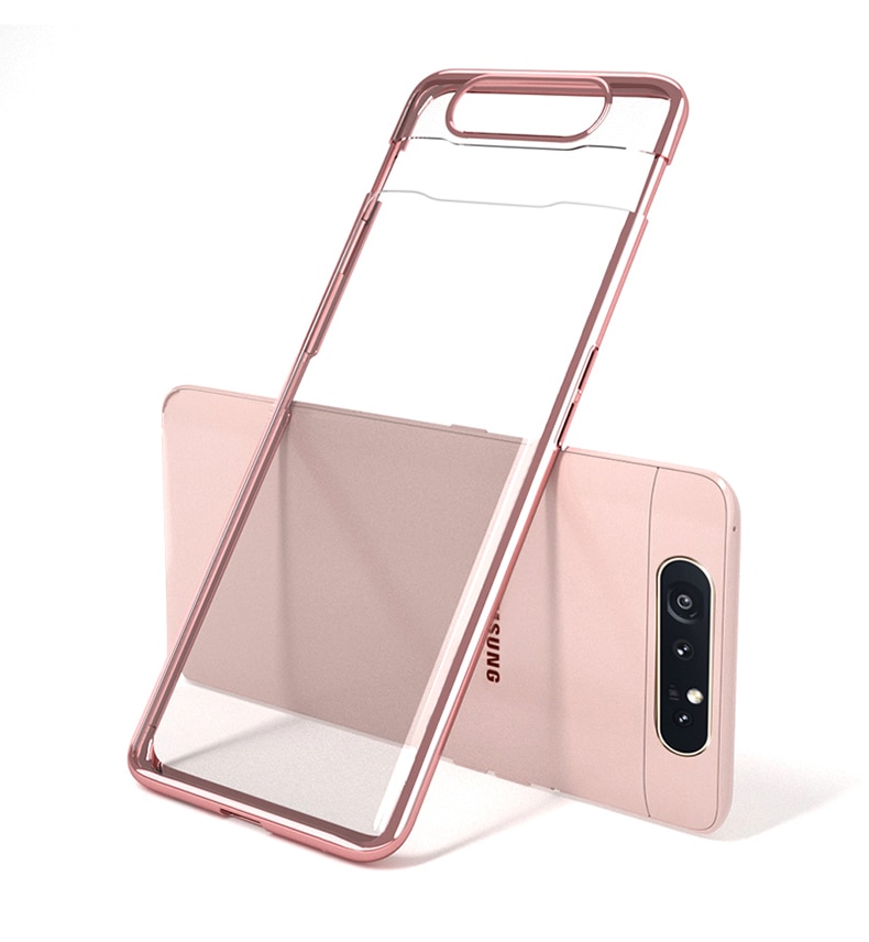 Case Samsung Galaxy A80 #เคสฝาหลังพลาสติกแข็งใสขอบเงา GKK Shock Resistant Electroplating Hard PC Phone Casing