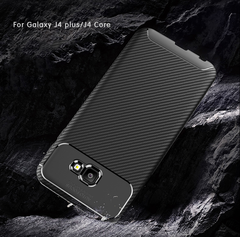 Case Samsung Galaxy J4+ #เคสฝาหลังนิ่ม Carbon Fiber Drop Resistant TPU
