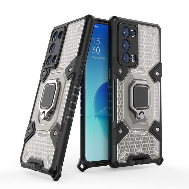 เคส OPPO Reno 6 Pro 5G #เคสฝาหลังกันกระแทกมีแหวนสวมนิ้ว Hybrid Hard PC Soft TPU Bumper Protective Case with 360 Rotation Kickstand