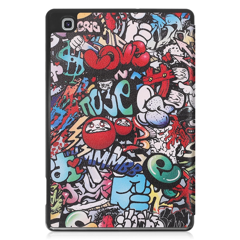 เคส Samsung Galaxy Tab S6 Lite 10.4 SM-P610 P615 P617 #เคสฝาพับหนัง PU พิมพ์ลายมีช่องเก็บปากกา with Pencil Holder Tri-Fold Stand Cover Leather Smart Case