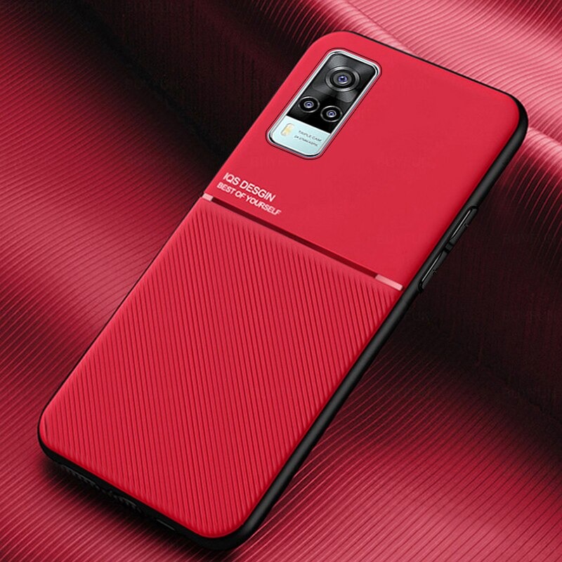 เคส Vivo Y31 2021 #เคสแบบฝาหลัง TPU เคลือบหนัง PU สไตล์ธุรกิจที่เรียบง่ายมีแผ่นเหล็กในตัว Minimalist Business Style Leather Coated TPU Built-in metal magnetic plate